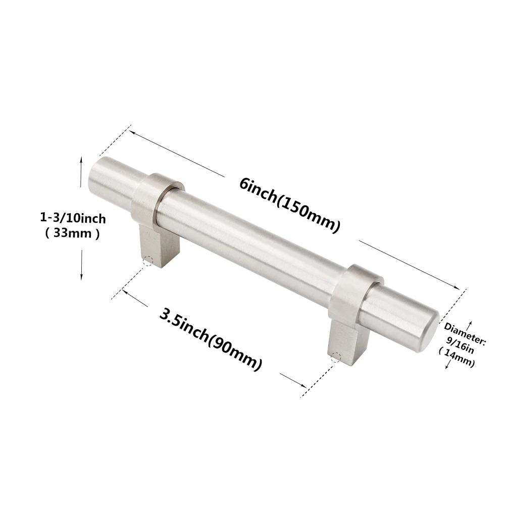 Hole Centers 90mm Ручки кухонного шкафа матовый никель ручки для ящиков "~ 5" Шкаф Hardawre Brashed никеля круглые ручки для шкафа; на Ящики ручки 1 упаковка - Цвет: Hole Centers 90mm