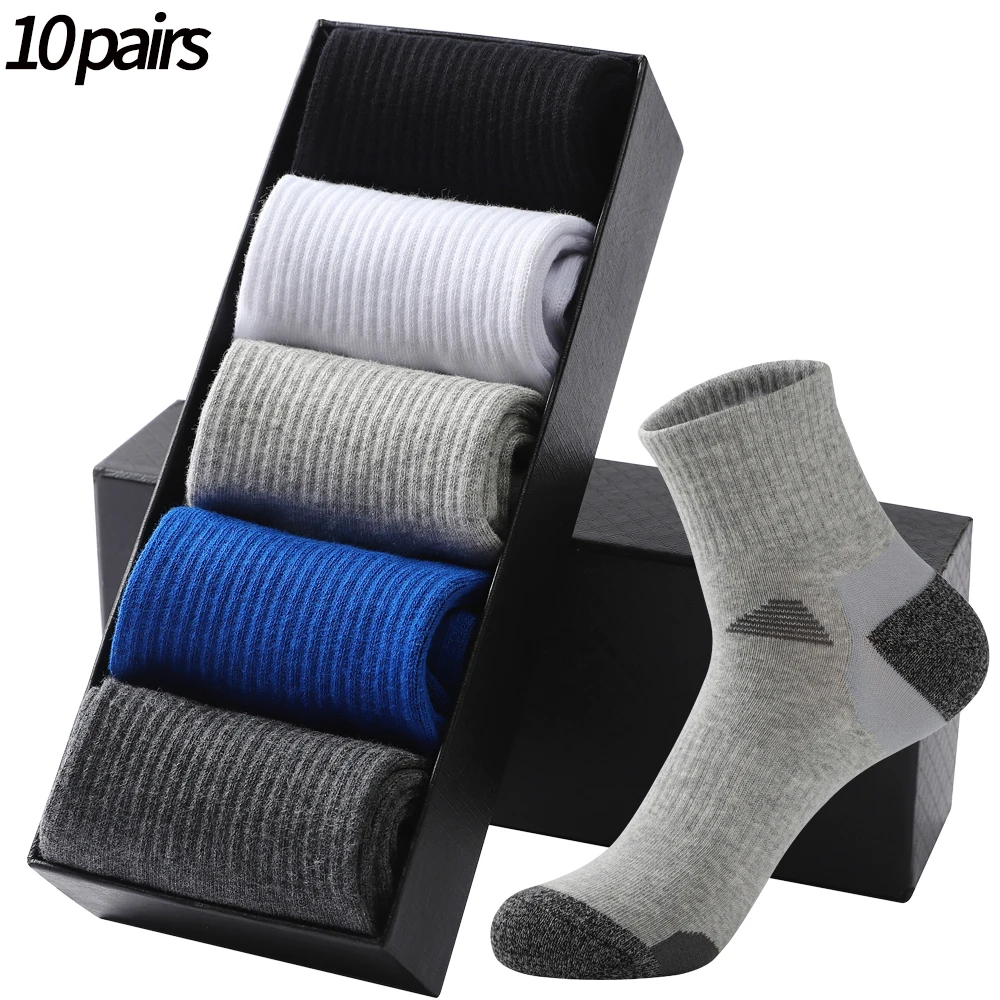 

2021 Men Compression Socks High Quality 10Pairs /Lot Men's Socks Pure Cotton Casual Breathable Sports Socks Man Black Long Sock