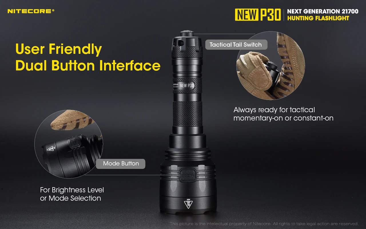 Nitecore P30 CREE XP-L HI V3 светодиодный тактический фонарь 1000 люменов для охоты, правоприменения, поиска