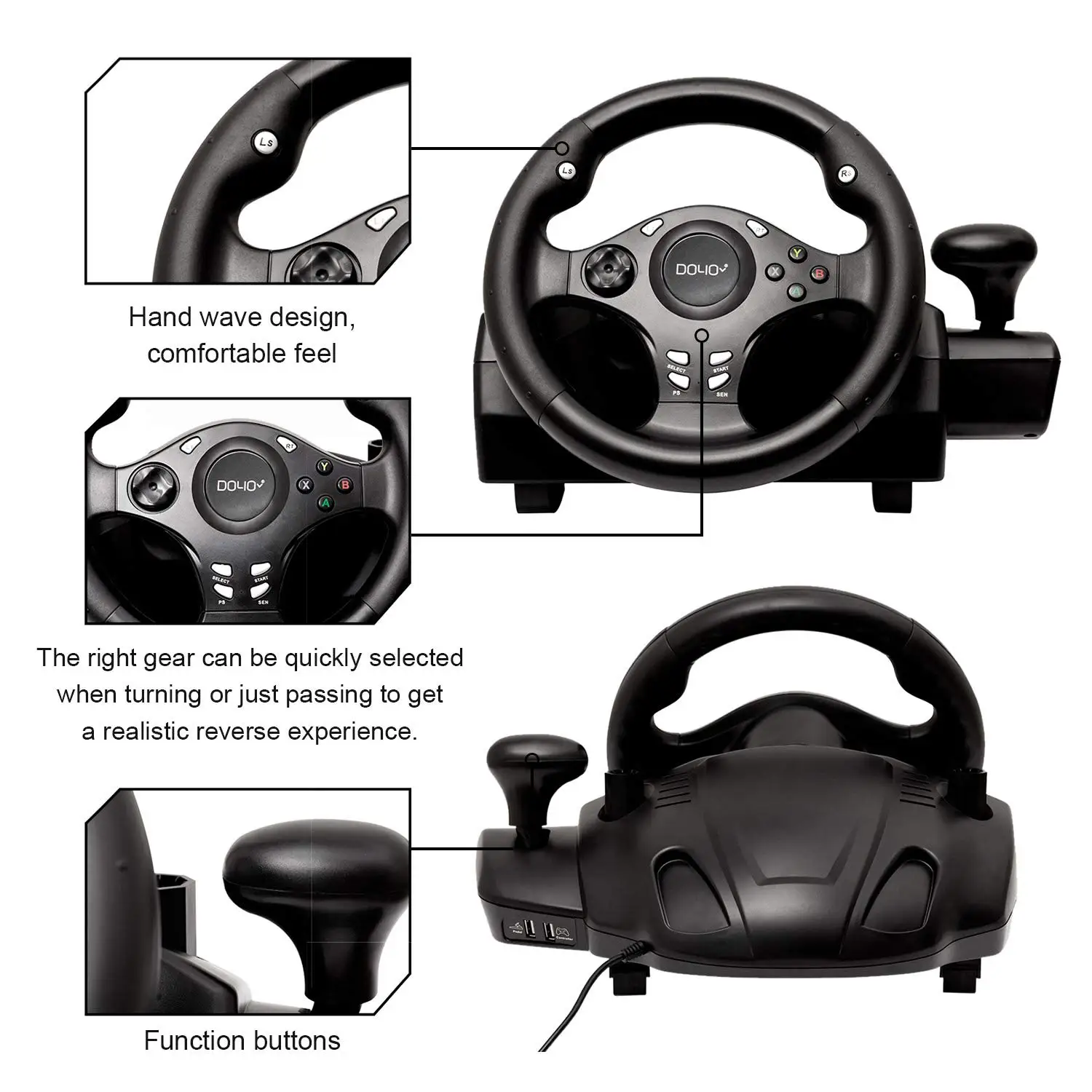 

R270 Degree Gaming Racing Steering Wheel w/ Pedals PS3 PS4 XBOX XBOX360 PC