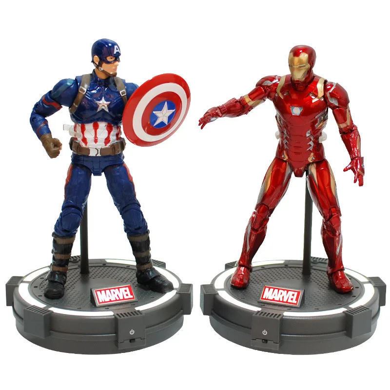 

Disney Marvel Spiderman Iron Man Avengers PVC Action Figures Black Leopard Hulk Caption America Model Toys Kids Gifts