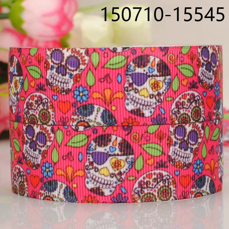 random delivery 1&quotand 7/8&quot 5/10/20 yards skull head ribbon printed grosgrain big promotion | Дом и сад