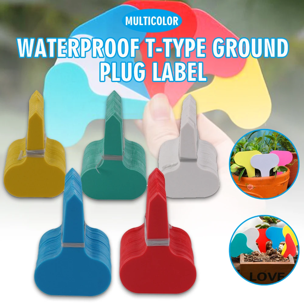 

100 шт., Т-образная пластиковая бирка для сортировки растений