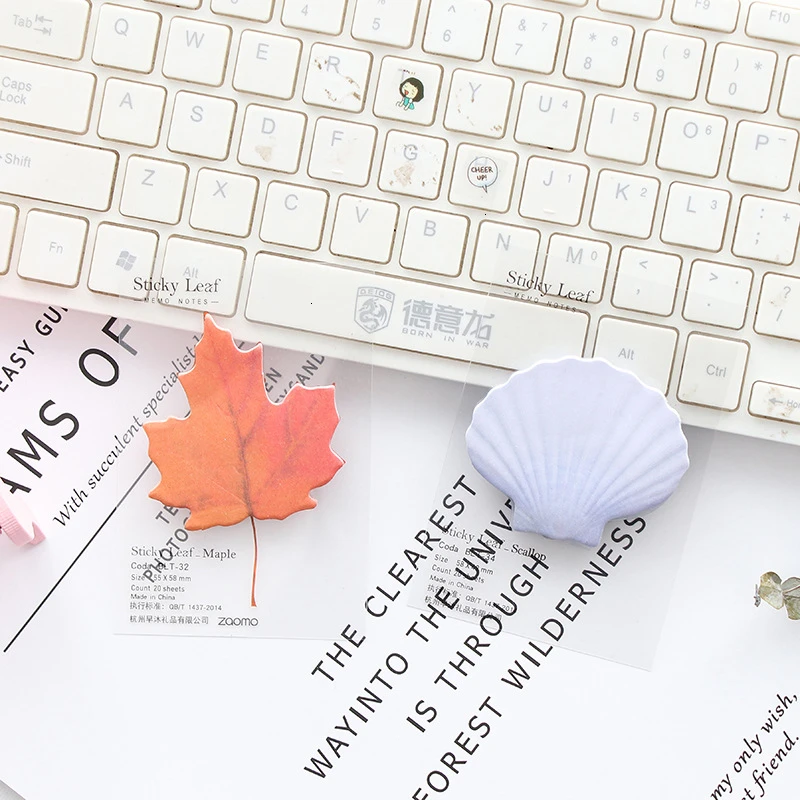 Необычный милый блокнот для заметок с листьями разноцветный клейкий студентов