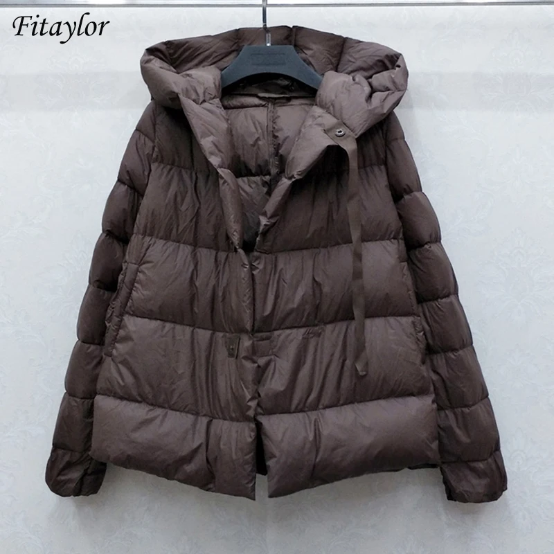 Fitaylor/Новинка Зимний женский ультра светильник Короткая куртка пуховик 90% белого