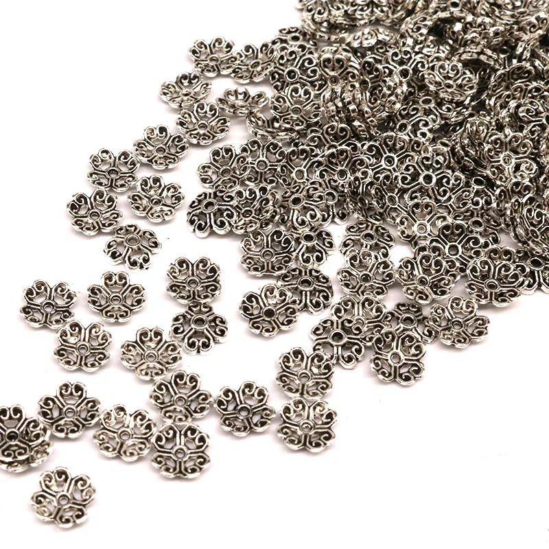 8 мм 200 шт./лот Цветочные золотые бусины Концевики металлические шапочки из сплава