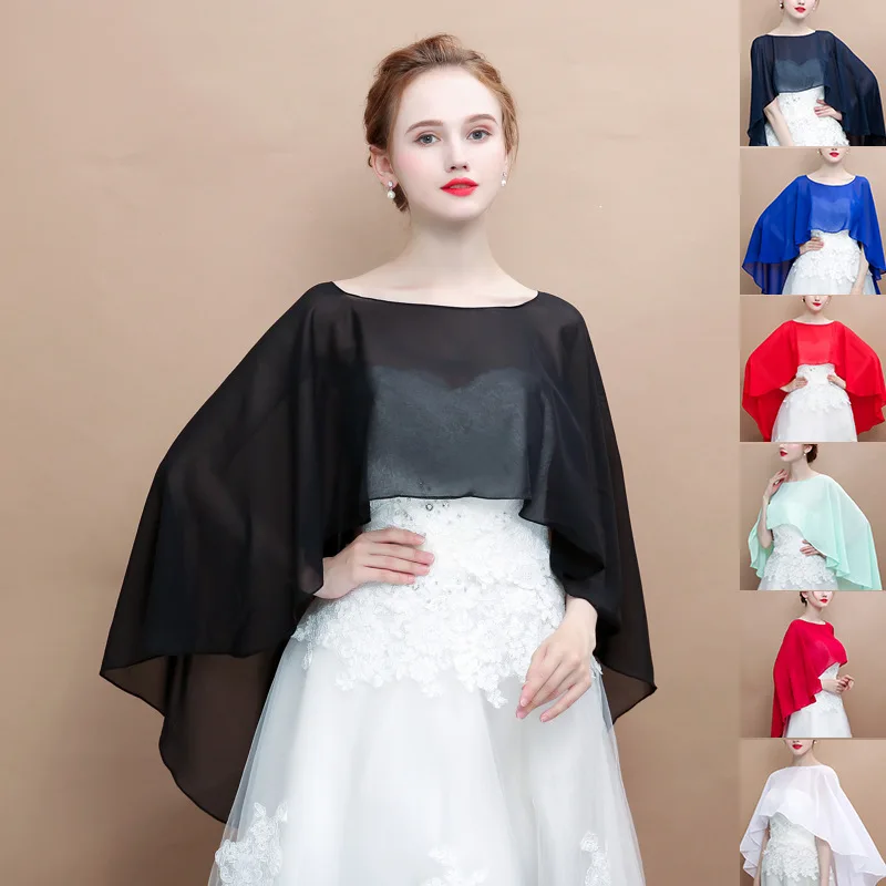 

Bridal Wrap Shawls Women Summer Chiffon Cape Bolero For Wedding Evening Dresses Elegant Bride Wedding Accessories