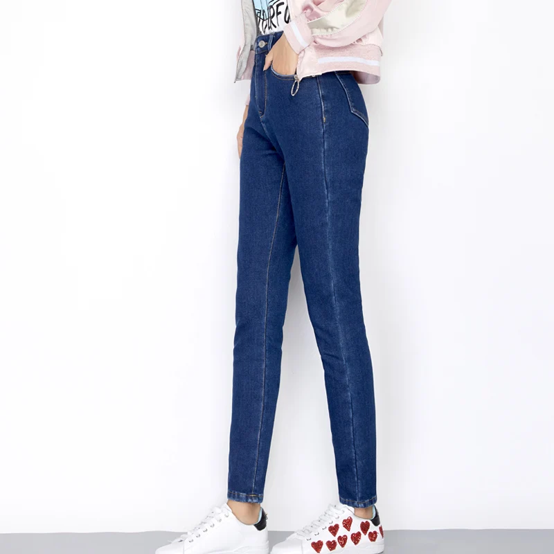 Женские вельветовые джинсы LEIJIJEANS утепленные черные зимние размера плюс с