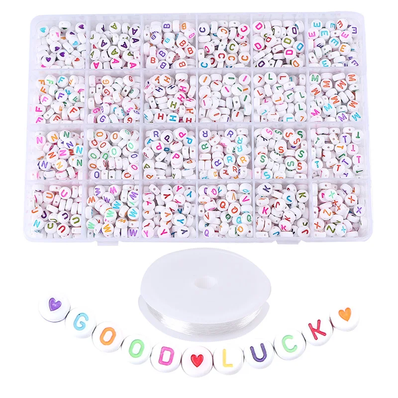 

Набор разноцветных акриловых бусин с буквами, 4 х7 мм/1200 шт., 24 ячейки, материалы для изготовления ювелирных изделий своими руками, ожерелий, б...