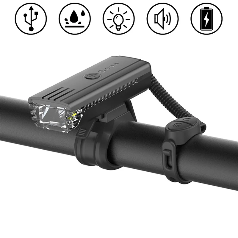 

Waterproof Bicycle Light MTB Horn Headlight Cycling LED Front Lamp USB Charging Flashlight Headlamp Mountain Bike Accessories