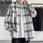 Рубашка RUIHUO мужская клетчатая с длинным рукавом, винтажная модная одежда, осень, 3XL, 2022
