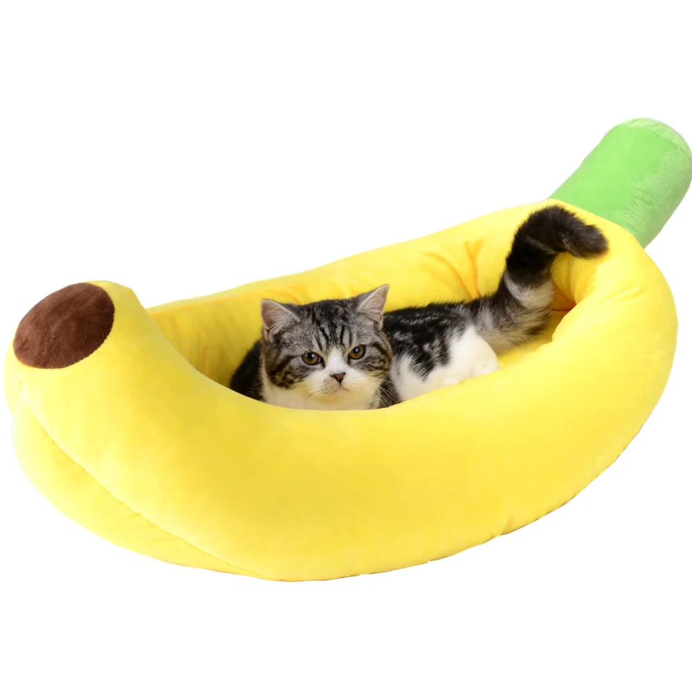 

Banana Shape Cat Bed Cute Detachable Cleaning Cat Bed Yellow Dog House Pet Sleeping Bag Cat Bed Cave Portable Pet Cushion