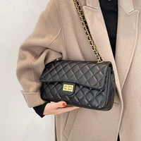 new luxury diamond lattice shoulder women bag elegant black pu leather messenger bag female flap quilted chain crossbody handbag