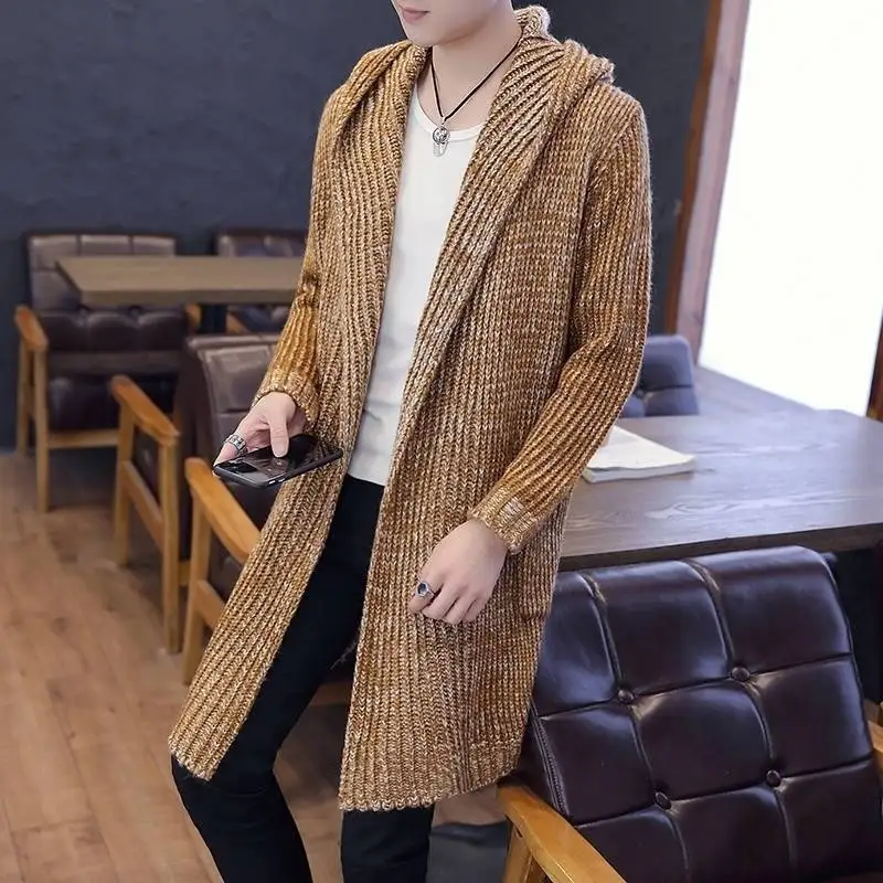 Idopy мужской свитер толстый шерстяной открытый передний обычный длинный стиль с