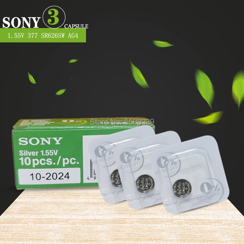3 шт. SONY 1 55 V AG4 LR626 377 кнопочные батареи G4 SR626 177 сотовый Монета оксид серебра 626A 377A