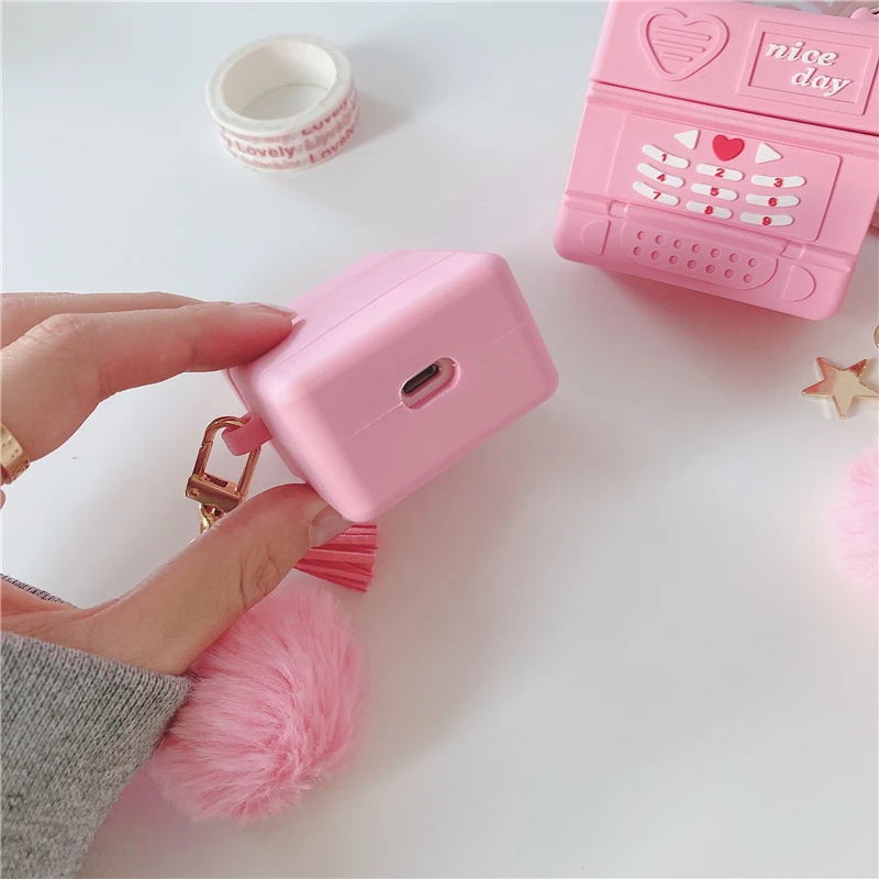 

3D cartoon retro mobile phone Headphones Wireless Headset bluetooth case for Apple AirPods 1 2 air pods cover for airpods pro