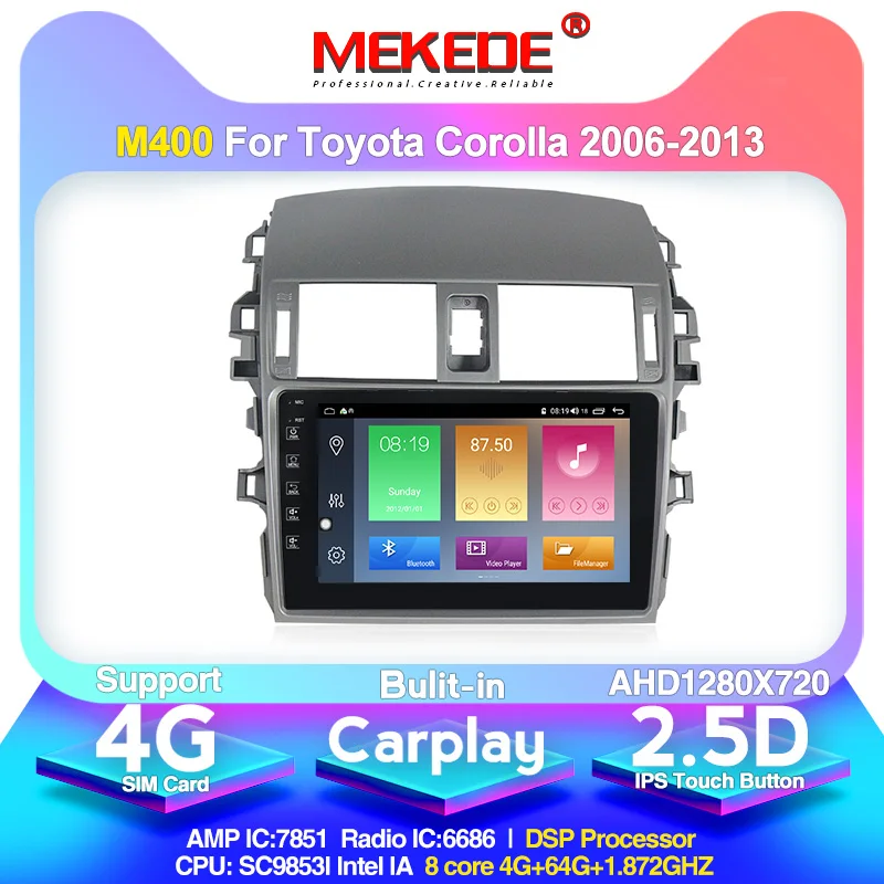 DSP IPS сплит экран автомобиля Android 10 0 радио Мультимедиа плейер для Toyota Corolla E140/150 2006