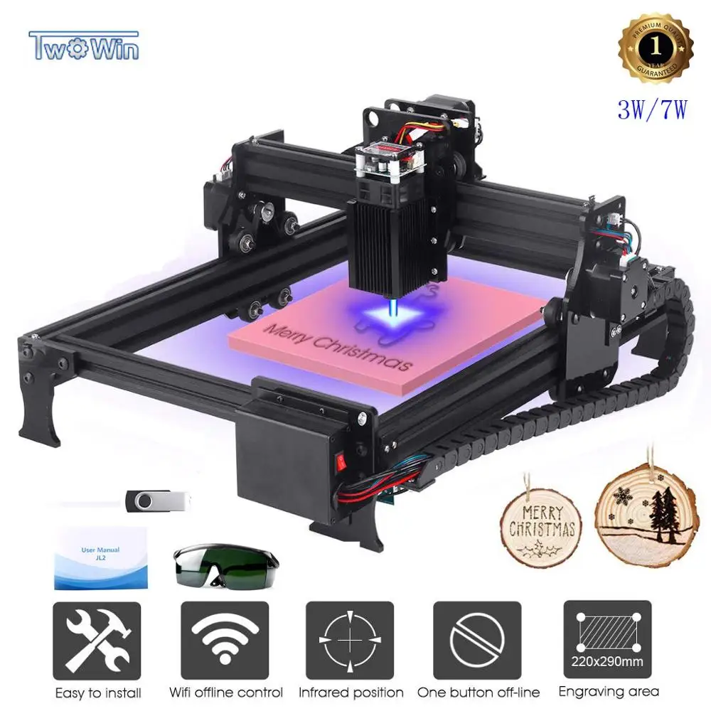 Лазерный гравер 3 Вт/7 Вт Модернизированный гравировальный станок с ЧПУ DIY