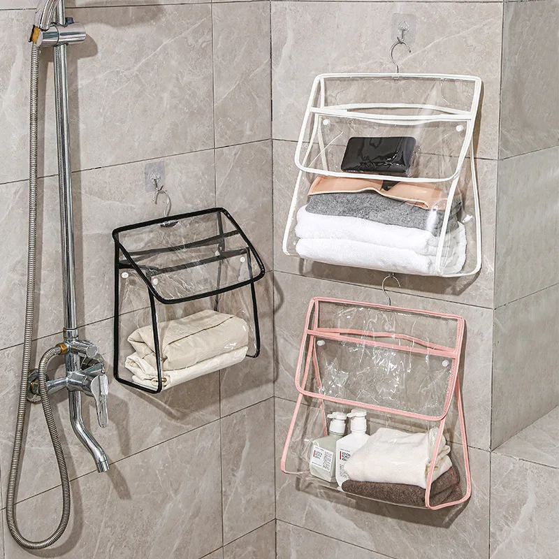 

Bathroom Clothes Organizer Shower Cloth Storage Bag PVS Waterproof Trasparent Hanging Toiletries Holder Bath Wash Makeup Bags