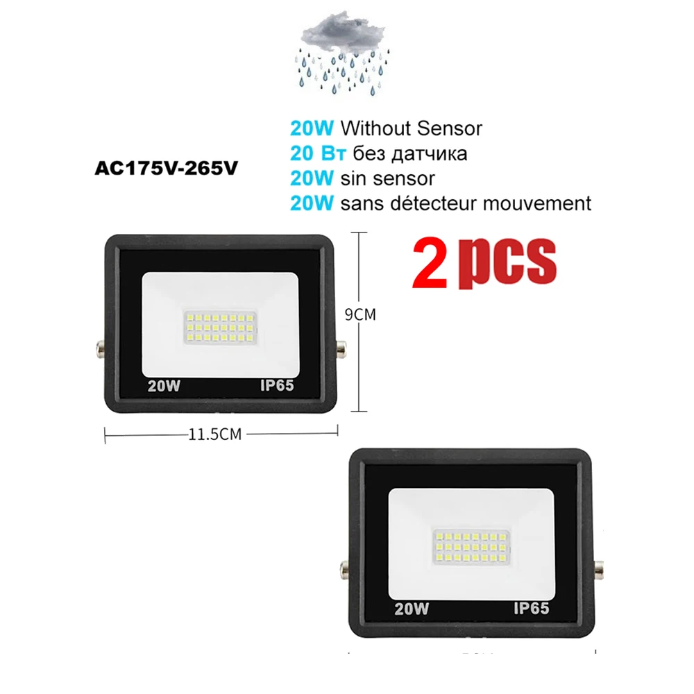 

1-2pcs 220V 10-100W LED FloodLight Spotlight Exterior Street wall reflector Light PIR Motion Sensor LED Waterproof Energy Saving
