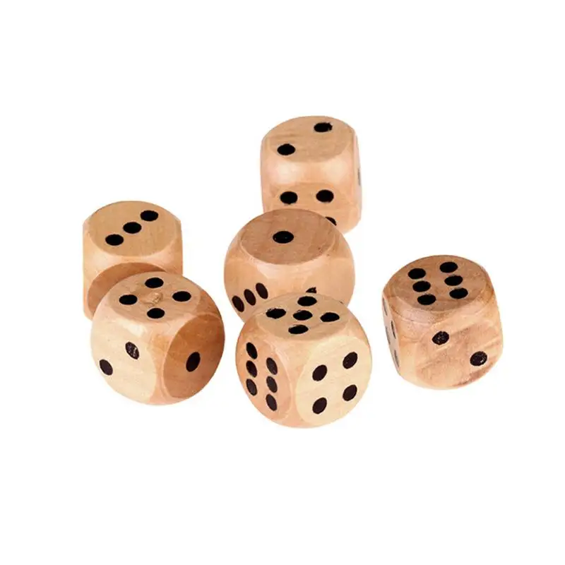 

10 Pcs 6 Sided 16mm Wood Dice Point Cubes Round Corner Party Kid Toys Game Dice Toys For Adults Wood Dice Hamster Supplies