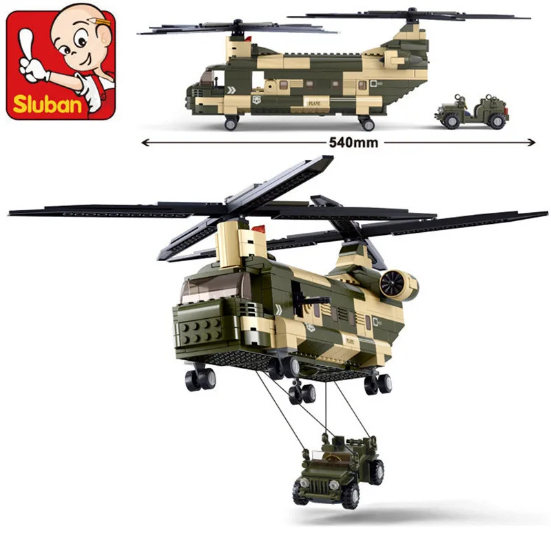 

Military Air Force Transport Helicopter Black Building Blocks Sets ARMY Technical Soldiers DIY Kit Bricks Juguetes Kids Toy