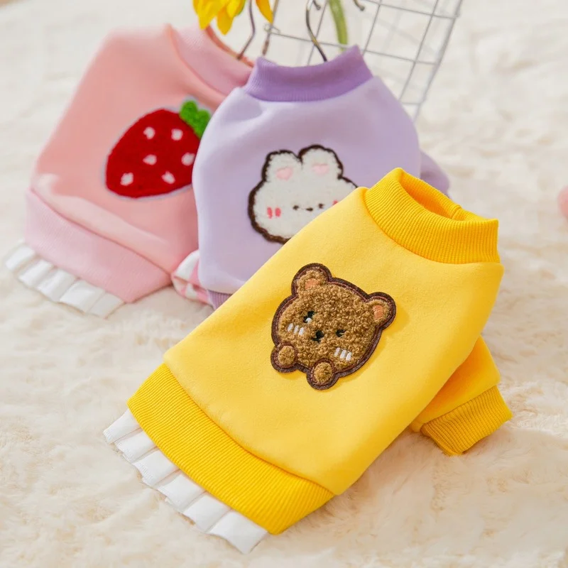 

Cartoon Dog Clothes Bear Rabbit Print Hoodies Dresses Clothing for Dogs Small Super Pet Outfits Cute Autumn Pink Ropa Para Perro