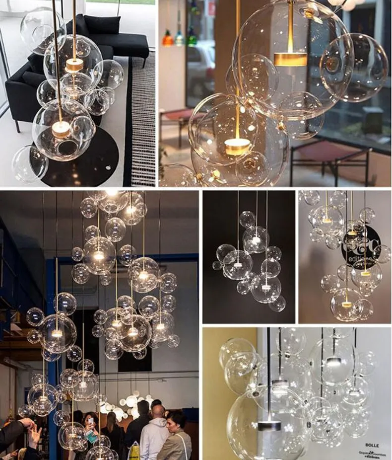 Nordic Led пузырьки светильник s искусство в сдержанном стиле Стекло мяч Обеденная