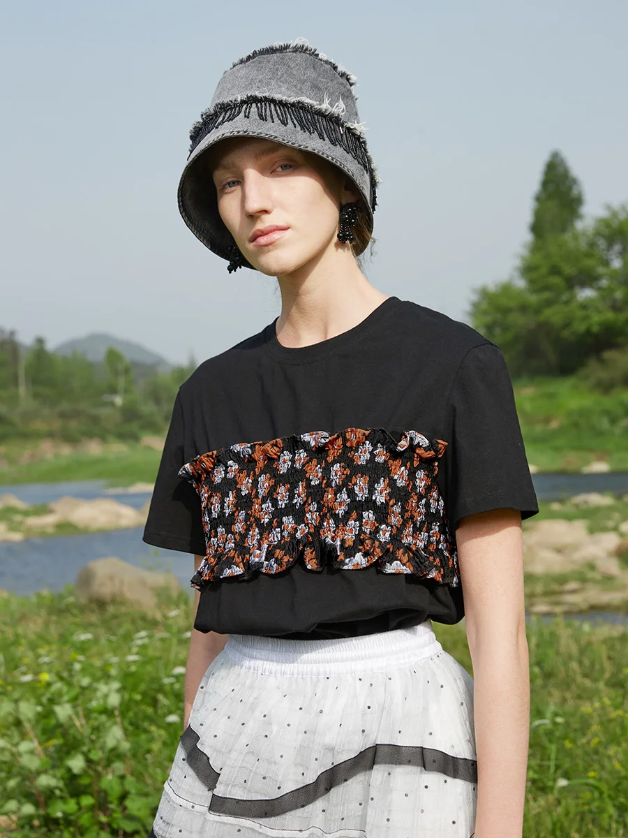 

IRINACH418 Spring Summer 2021 Original Design New Arrivals Ruched Short Sleeves T Shirt Women