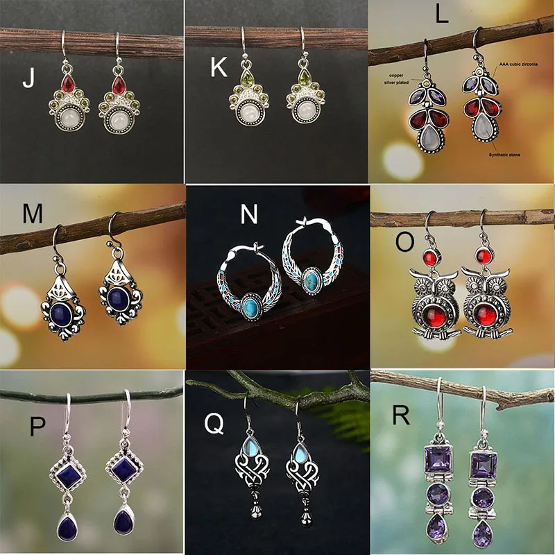 Boho, зеленый камень, маленькие висячие серьги, для женщин, полые серьги, висячие, серебряный цвет, винтажные индийские ювелирные изделия, крючок, серьги, этнические, DBE043