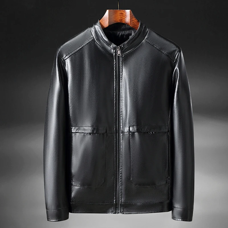 

Куртка мужская из искусственной кожи, однотонная, черная, коричневая