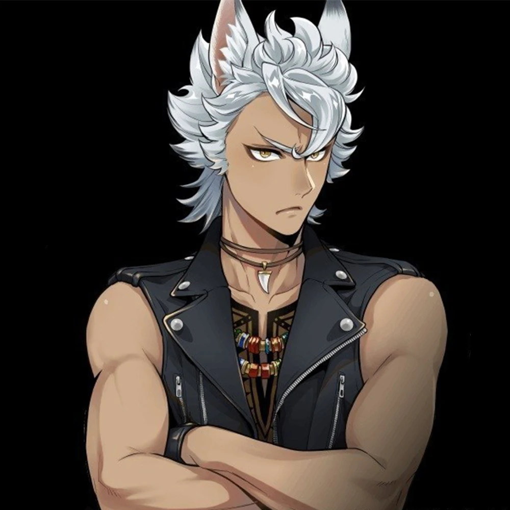 

Jack Howl Cosplay Wig Twisted Wonderland Cosplay Heat Resistant Synthetic Hair Halloween Party Short White Hair+Ears+Hairnet