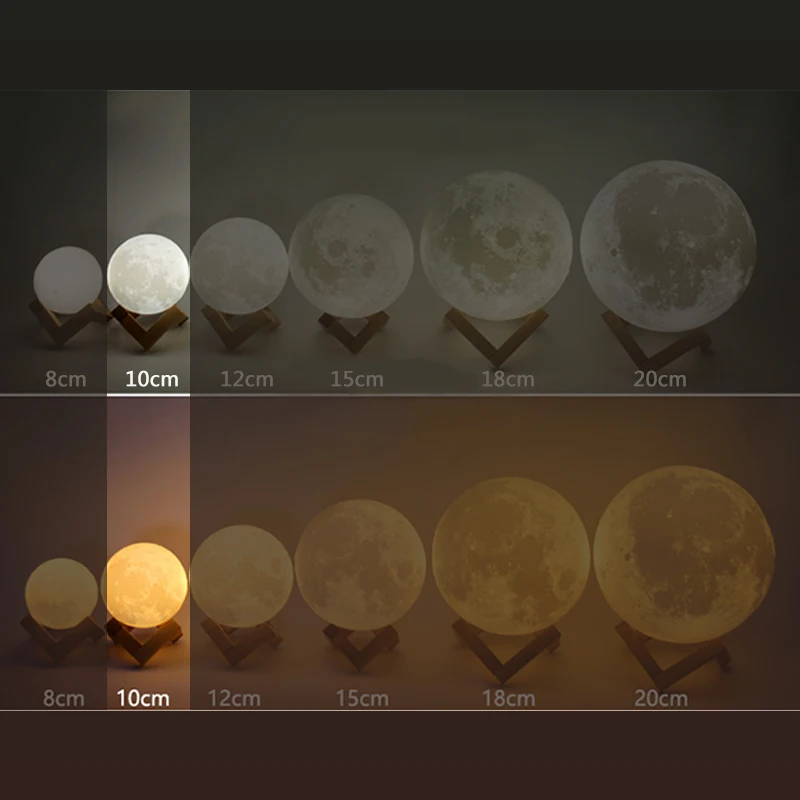 100mm 3.9inch Ночник, лунный светильник, сенсорный выключатель, светодиодный, 3D принт, перезаряжаемый, Рождественский светильник s, наружные рождественские украшения для дома Kerst - Испускаемый цвет: 100mm 3.9inch