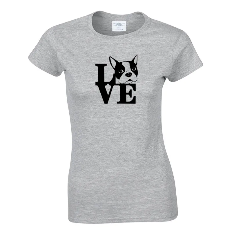 Женская футболка с круглым вырезом Love Boston Terrier | одежда