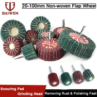 non woven flap sanding wheel 20mm 100mm scouring pad grinding head fiber abrasive tool 6mm shank for metal cleaning rotary tools