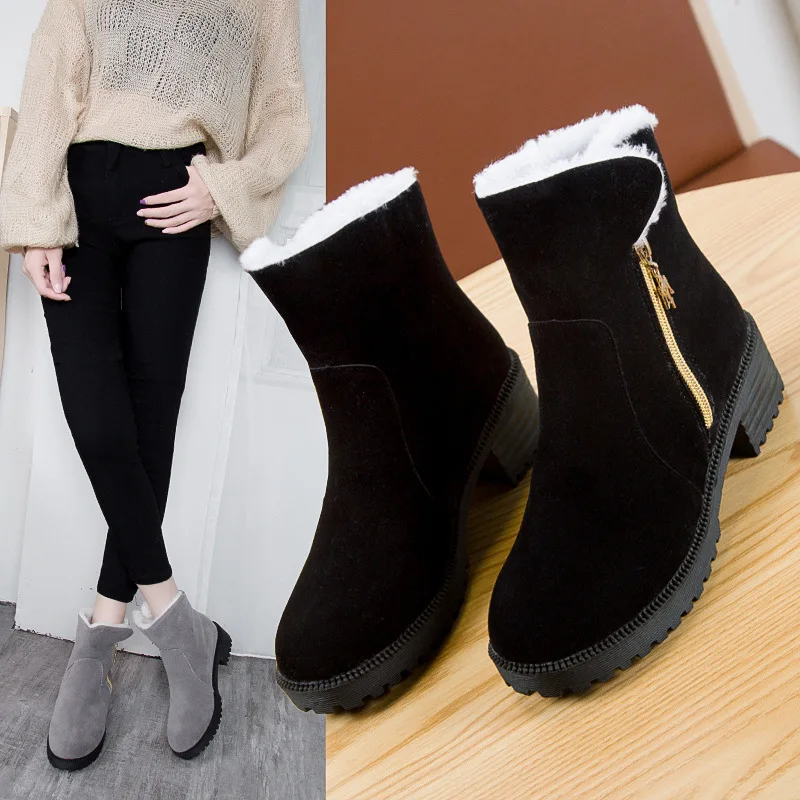 Women's Snow Boots 2019 New Ladies Winter Shoes Warm Short Fur Plush Cotton Women | Обувь