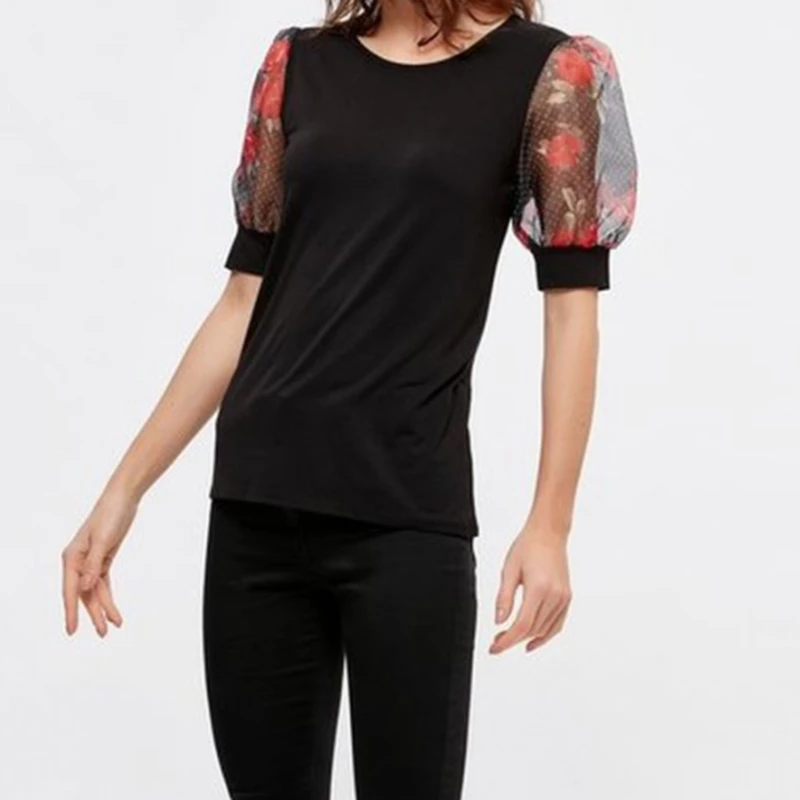 

Women Puff Sleeve Blouse Ruffle Short Sleeve Shirt Solid Ladies Slim Tee Casual Blouse Top Women Top Femme Blusas Femininas