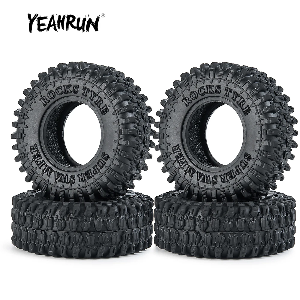 

YEAHRUN 4Pcs Micro Wheel Rims Hubs Rubber Tires for Axial SCX24 90081 1/24 RC Crawler Car Truck Upgrade Parts Accessories