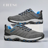 men soft outdoor casual shoes flat light summer breathable mesh sneaker black hiking footwear fashion trial running shoes autumn