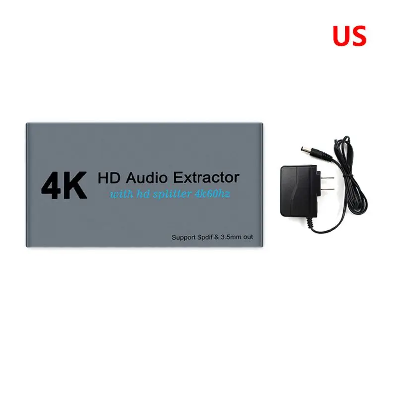 

4K Splitter One In Two Out AUX Extractor In 3.5mm Stereo Converter Adapter