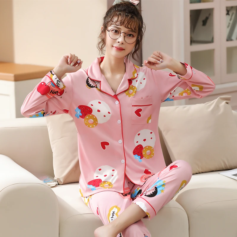 

Female Pajama Sets Spring Autumn Carton Generation Woman Long Sleeved Home Suit Ladies Pyjamas Set Sleepwear Women Set Wholesale