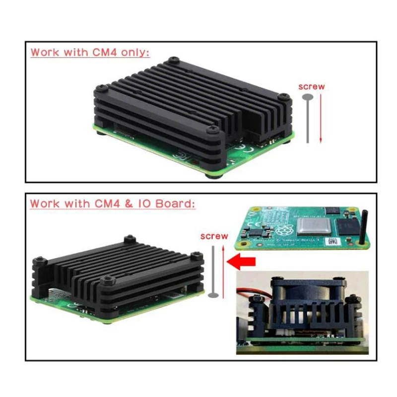 

for Raspberry Pi Compute Module 4 CM4 12mm Embedded Aluminum Heatsink / Cooler / Radiator / Protective Shell + 30mm Fan