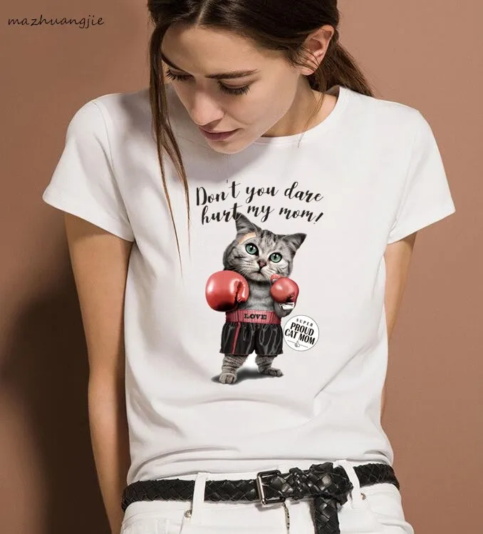 Женская футболка с принтом средний палец забавный кот летняя повседневная