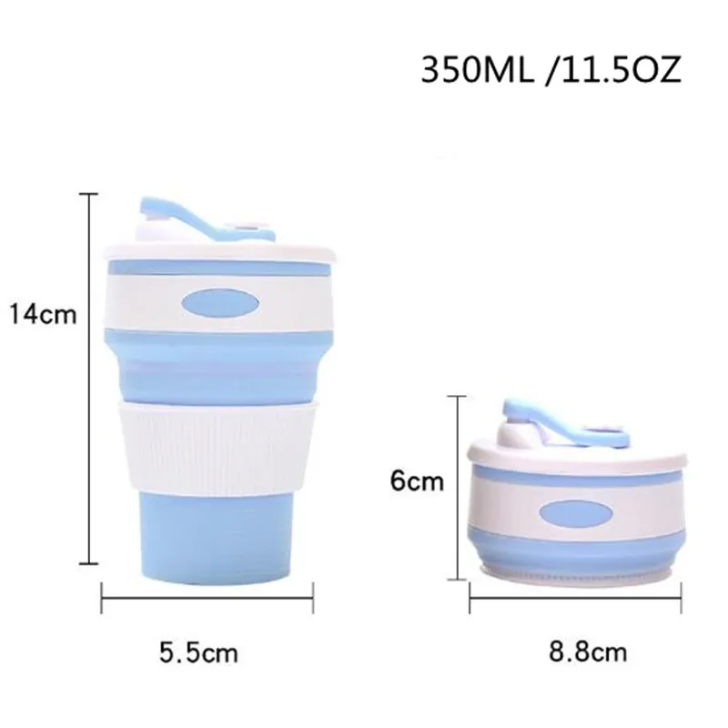 Складная Силиконовая кружка 350 мл портативная Телескопическая Кружка для кофе