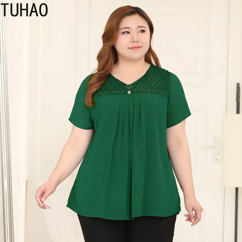 TUHAO более Размеры шифоновая повседневные кофточки рубашки 10XL 8XL 6XL размера плюс