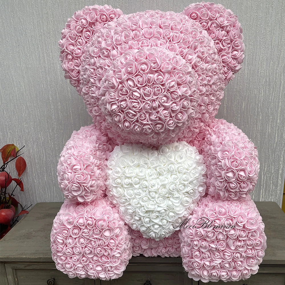 Розовый медведь супер (70 см высотой) PE forever Rose center heart bear свадебный подарок для