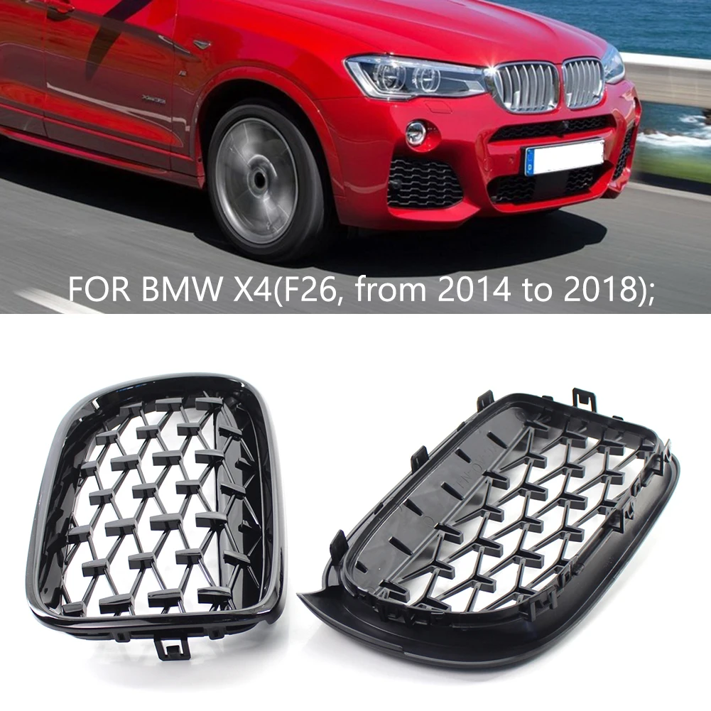 Автомобильный хромированный Алмазный гриль Рама переднего бампера для BMW F26 X4 F25
