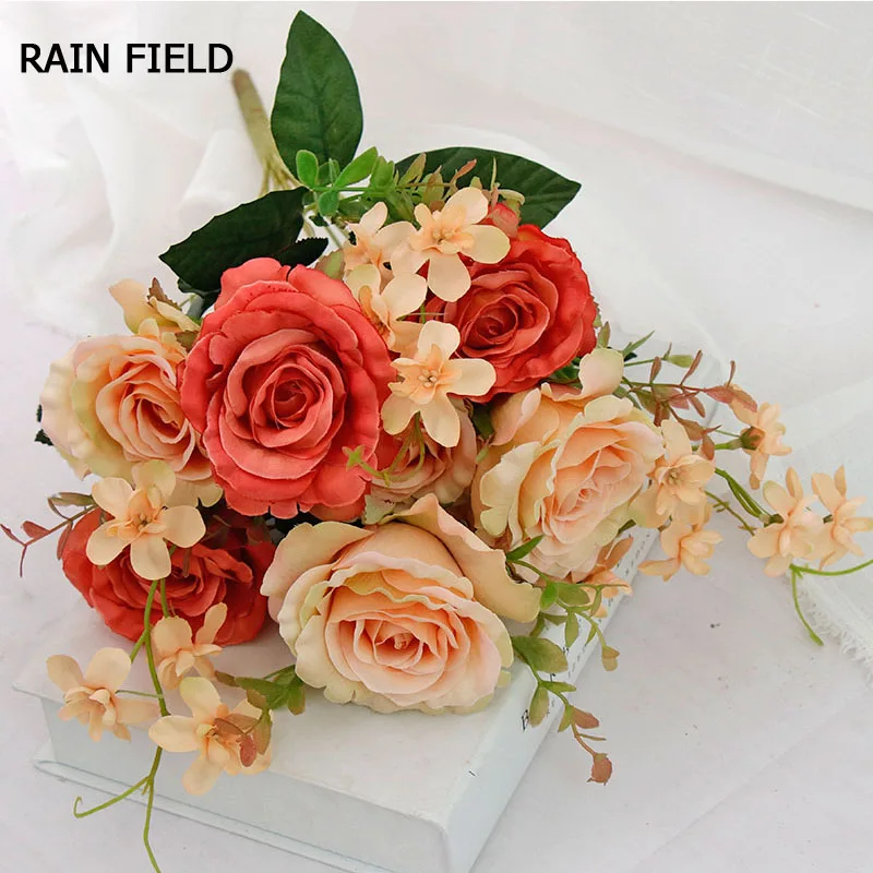 11Big Head розовые красные искусственные розы шелковые цветы букет искусственных