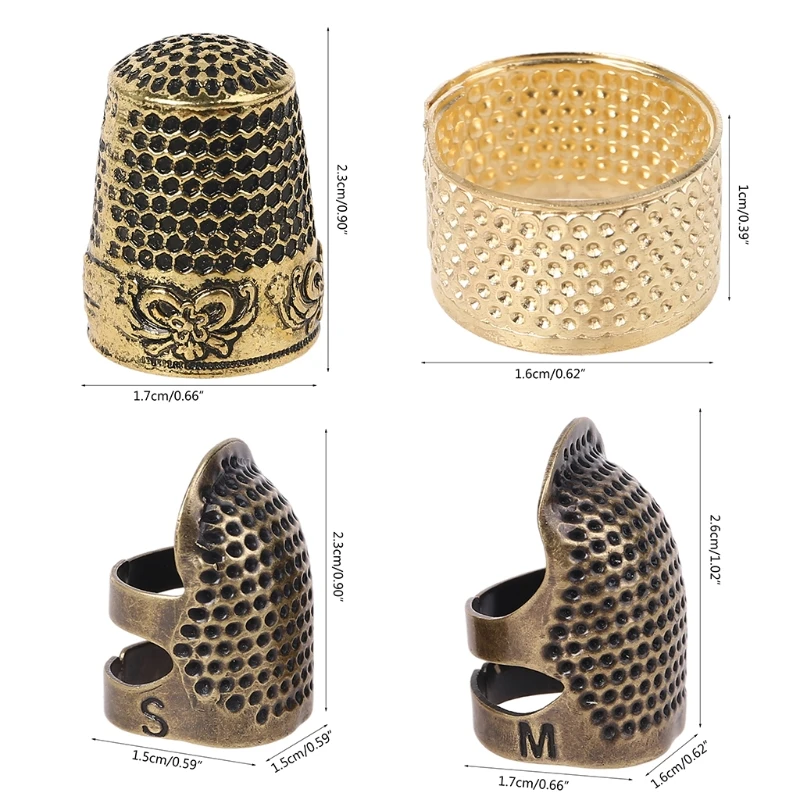 

4pcs/set Finger Thimbles Metal Shield Protector Pin Needles Grip Sewing Quilting DIY Craft Accessories