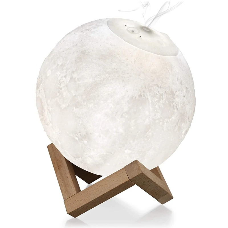 

Moon Light Humidifier, 3D Printing 3 Colors Moon Lamp With Stand, Cool Mist Humidifier USB Rechargeable For Bedrooms